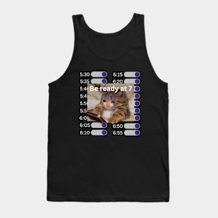 sad cat setting alarms Tank Top